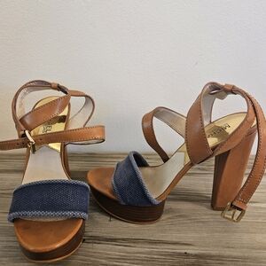Michael Kors Brown and Blue Platform Sandals